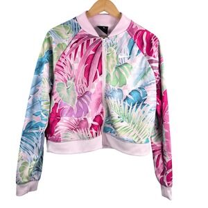 Nike‎ Tropical Floral Bomber Track Jacket Pink Purple Full Zip tropical sz L